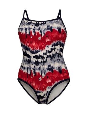 Fila Girls One Piece Swimsuit Size 14 Red/White Blue Tie Dye Bathing Suit